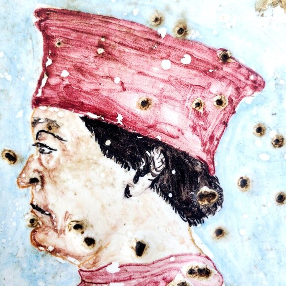 Duke de Montefelto Portrait Copy Hand-Painted Ceramic Tile - Picture 3 of 13